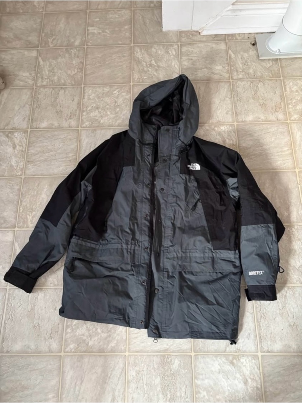Vintage The North Face Men’s Black & Gray Gore-Tex Hooded Jacket